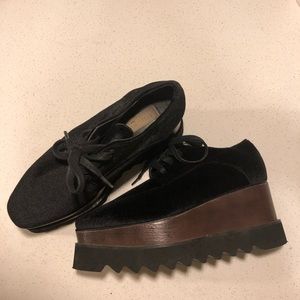 stella mccartney elyse velvet platform derby shoes